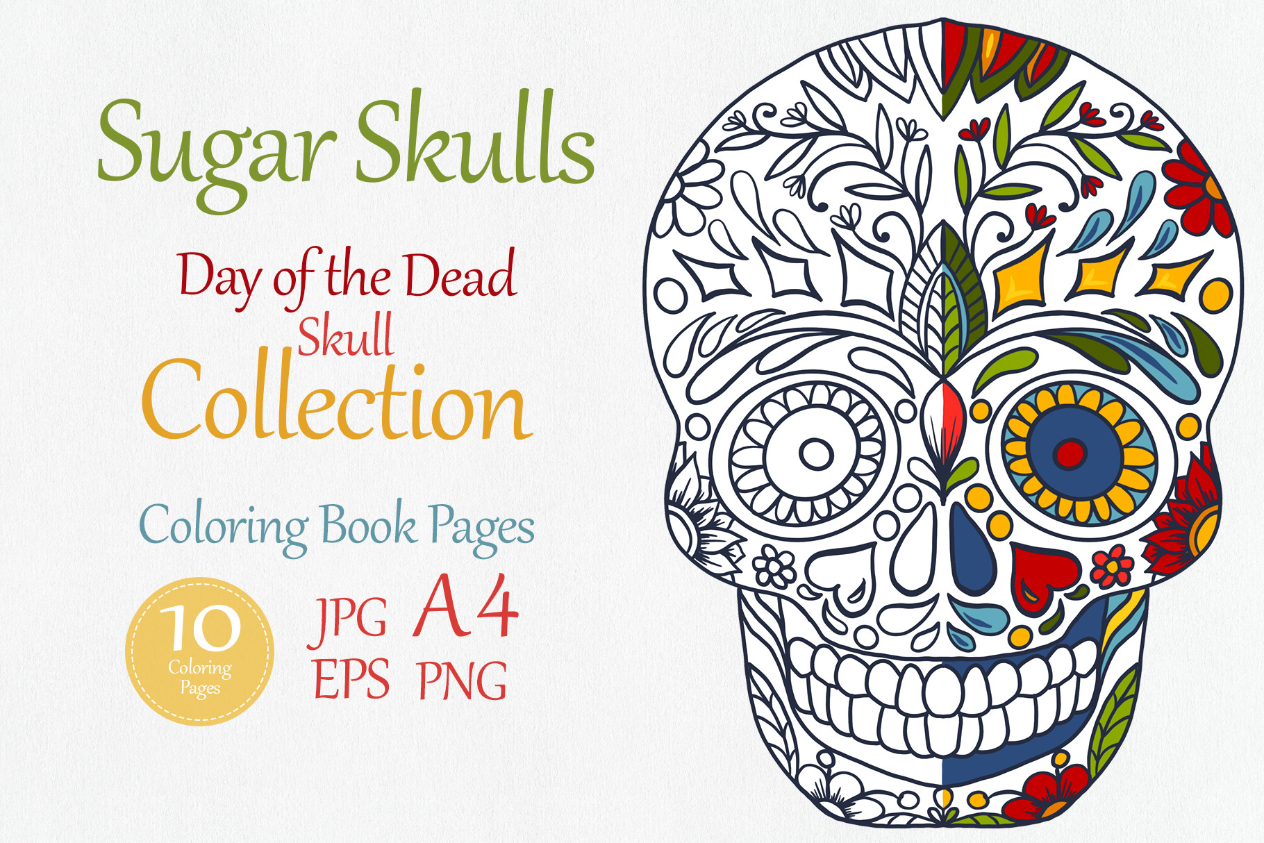 Sugar Skull Day of the Dead for Coloring