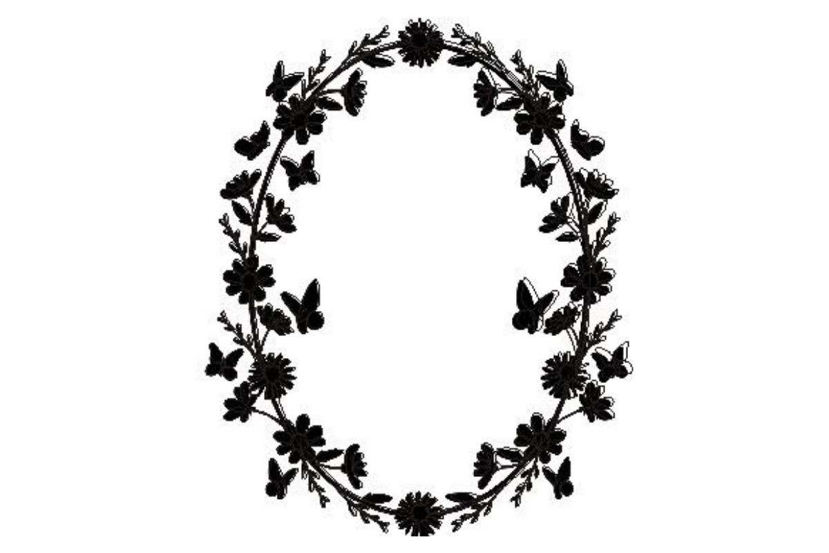 Oval Floral Butterfly Frame