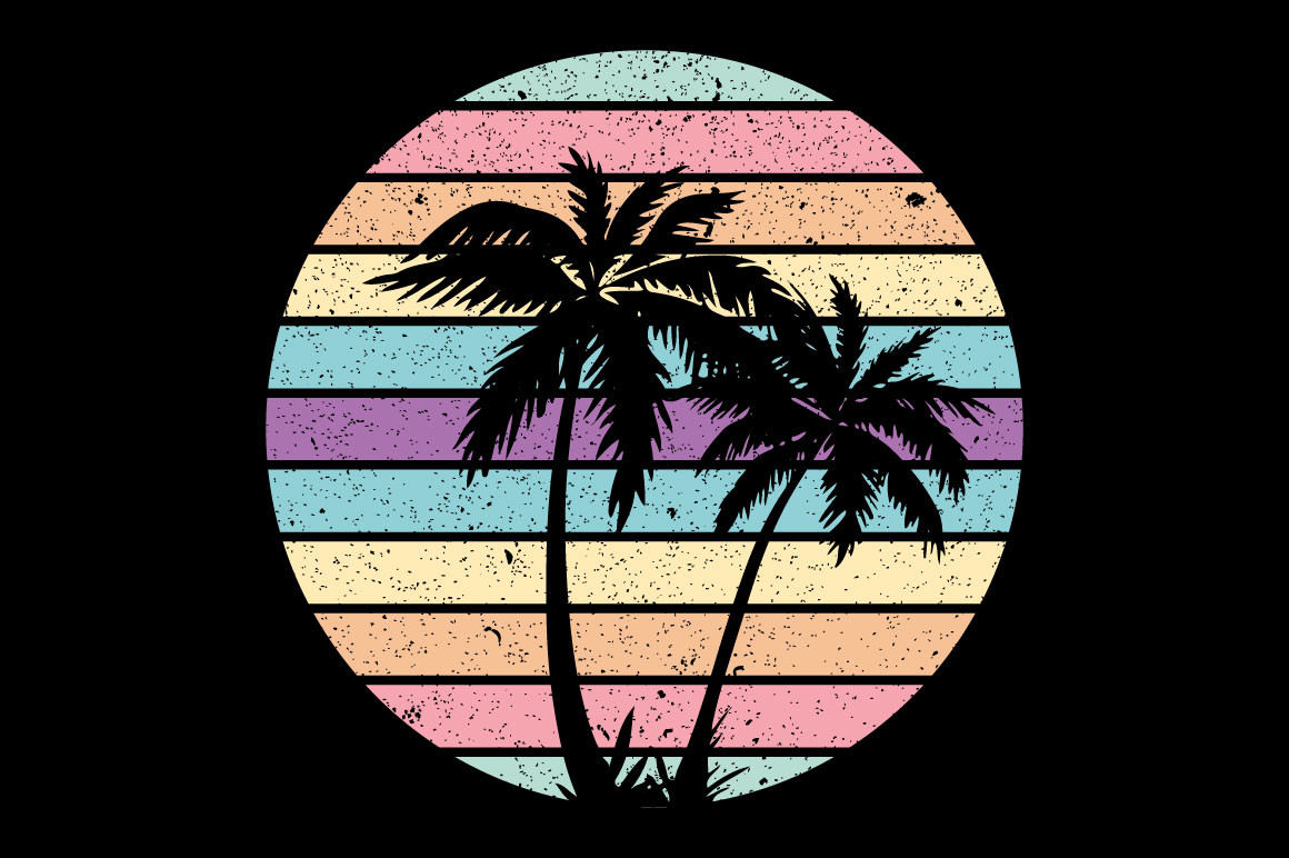 Retro Vintage Sunset Palm Tree 4 Graphic by tshirt_design · Creative ...