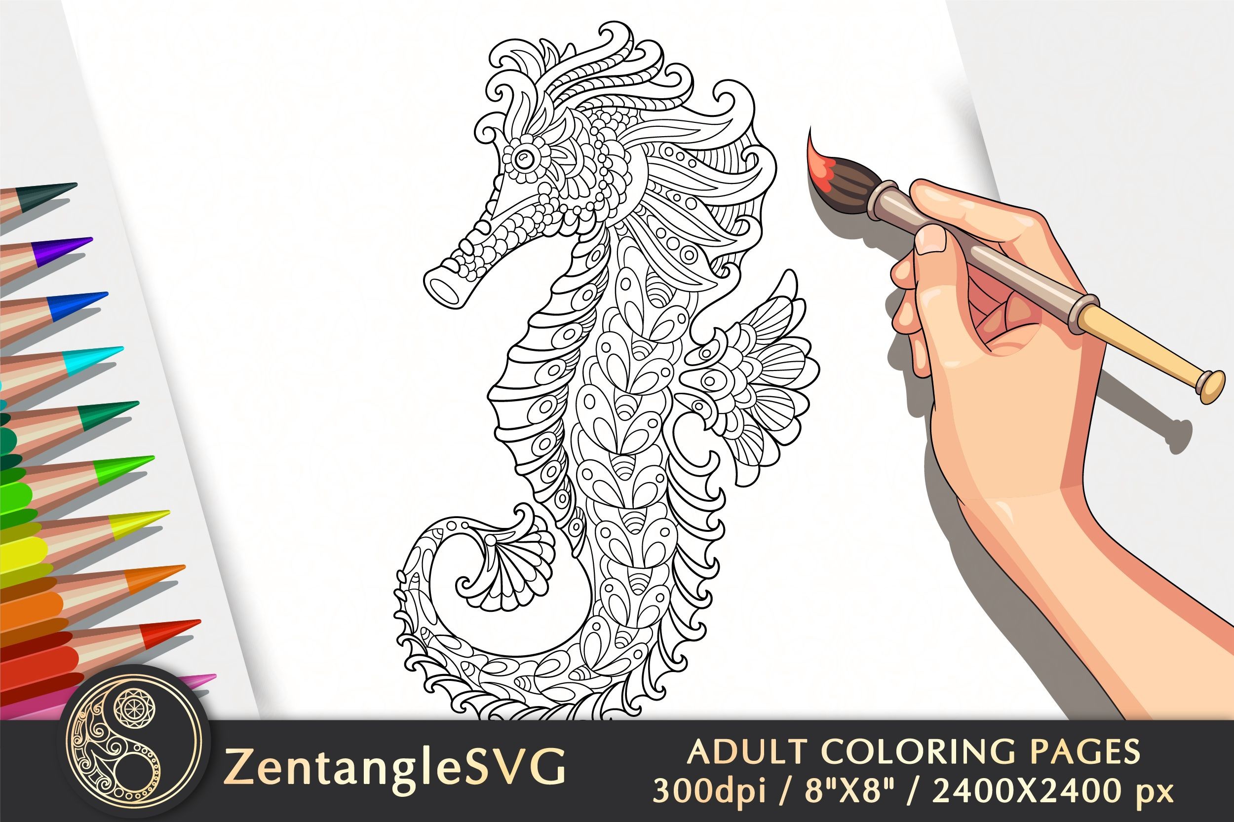Seahorse Coloring Page for Adults & Kids