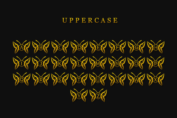 Butterfly Gold Monogram Font - Preview 3