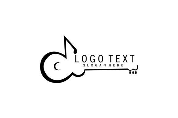 Guitar Illustration Music Logo Design Te