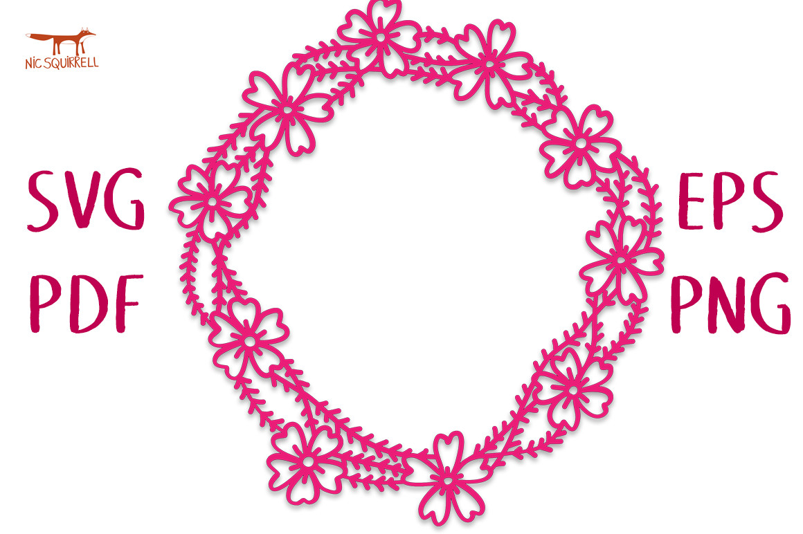 Wild Roses Wreath Circle Frame SVG Cut Graphic by Nic Squirrell ...