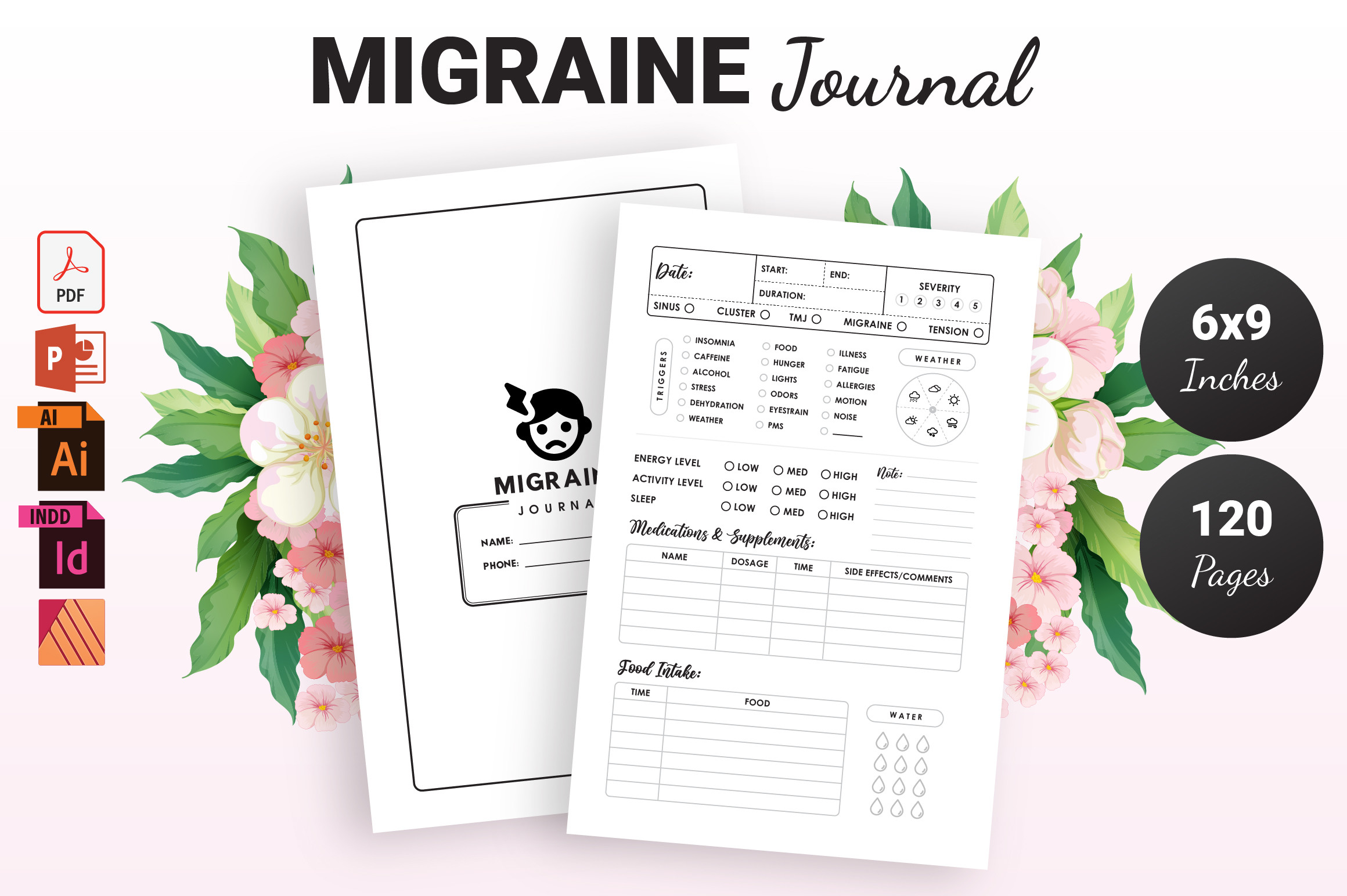 Migraine Journal - KDP Interior Graphic by POD Ninja · Creative Fabrica