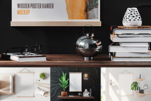 Wooden Poster Hanger Mockup Graphic by x-and-r · Creative Fabrica