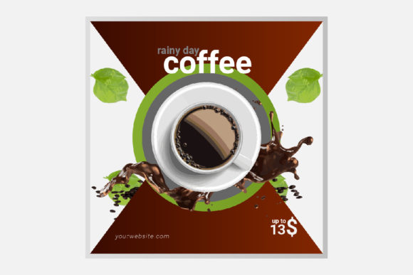 Preview of Rainy Coffee Social Media Post coffee shop social media template