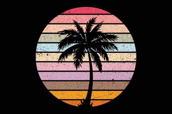 Retro Vintage Sunset Palm Tree 11 Graphic by tshirt_design · Creative ...