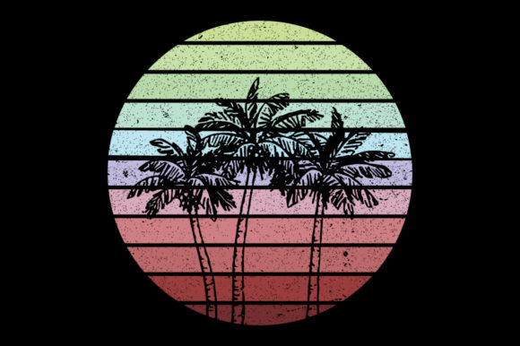 Retro Vintage Sunset Palm Tree 8 Graphic by tshirt_design · Creative ...