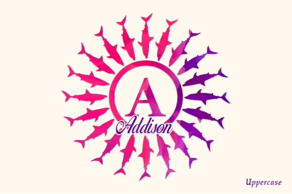 Shark Circle Frame Monogram Font PNG with transparent background - Preview 1