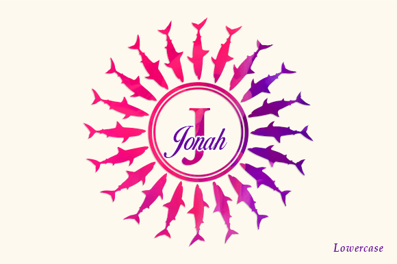 Shark Circle Frame Monogram Font PNG with transparent background - Preview 2