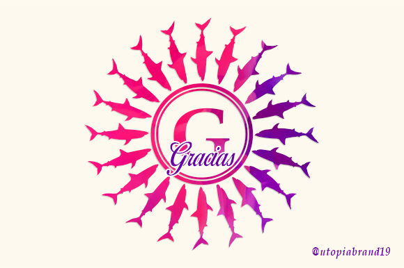 Shark Circle Frame Monogram Font PNG with transparent background - Preview 5