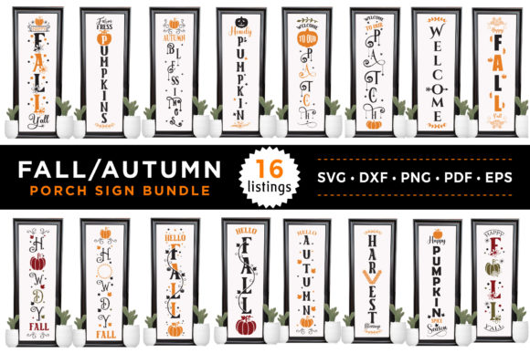Fall / Autumn Porch Sign SVG Bundle