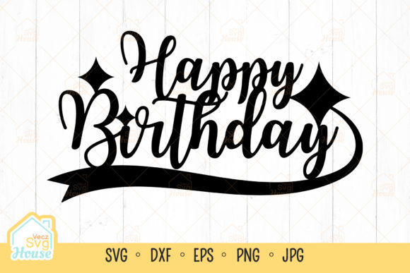 Happy Birthday Cake Topper SVG