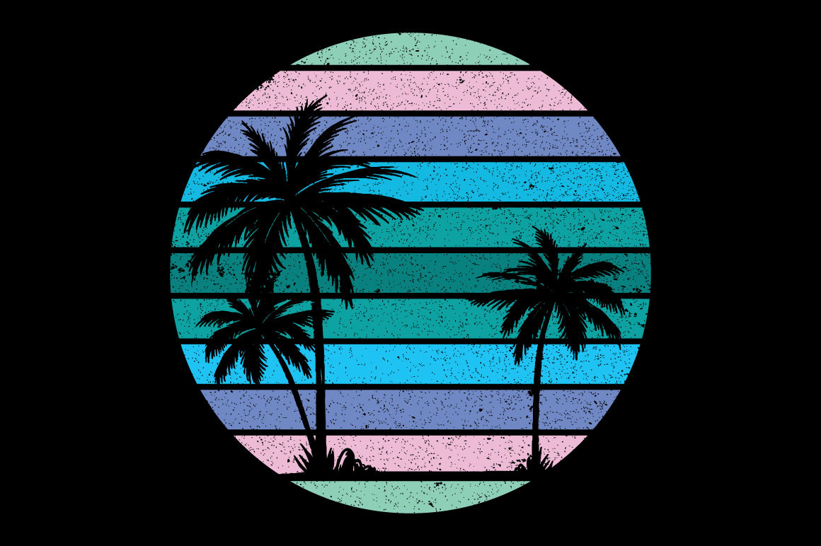 Vintage Retro Sunset Palm Tree 11 Graphic by tshirt_design · Creative ...
