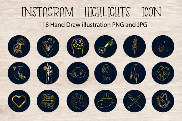 18 Hand-Drawn Black Instagram Icons with AI Files