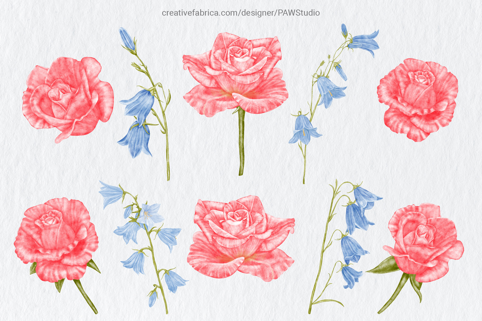 Vintage Blue Wedding Clipart Flowers Bri - photo 3