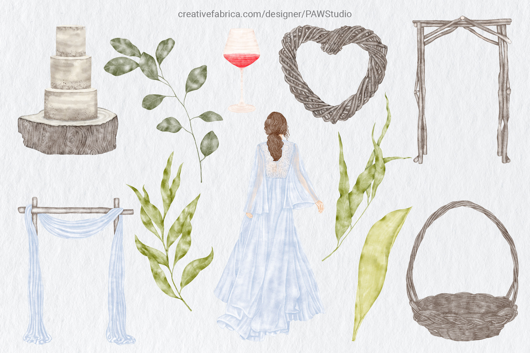 Vintage Blue Wedding Clipart Flowers Bri - photo 4