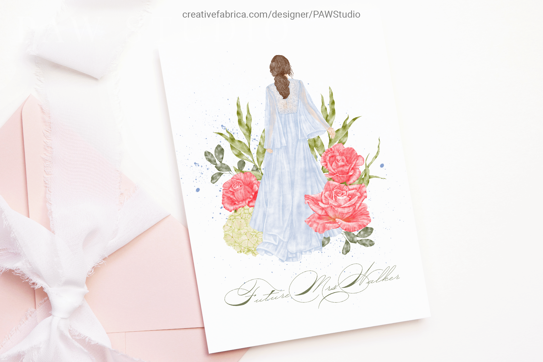 Vintage Blue Wedding Clipart Flowers Bri - photo 7