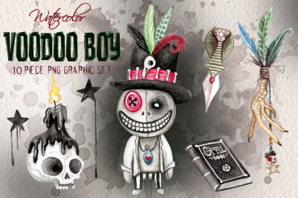 Voodoo Doll Boy Watercolor Clip Art Set Graphic by Dapper Dudell · Creative  Fabrica