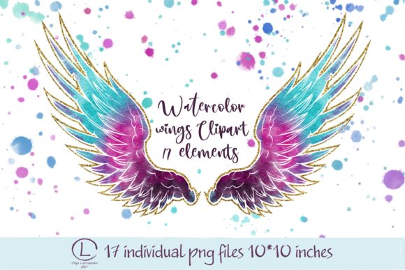 Wings Watercolor, Angel Wings Clipart Graphic Illustrations By OlhaLyArt