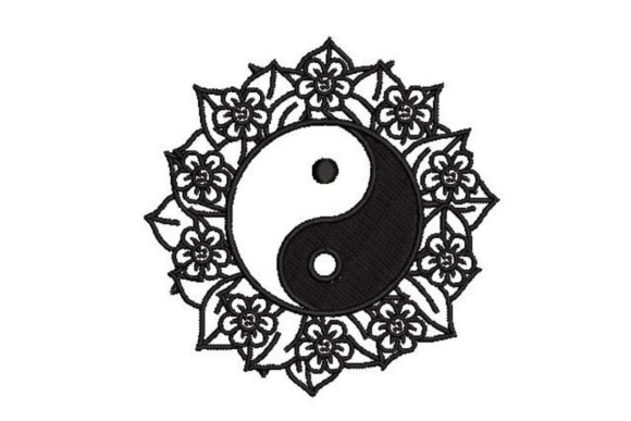 Yin and Yang Symbol Surrounded by Flowers