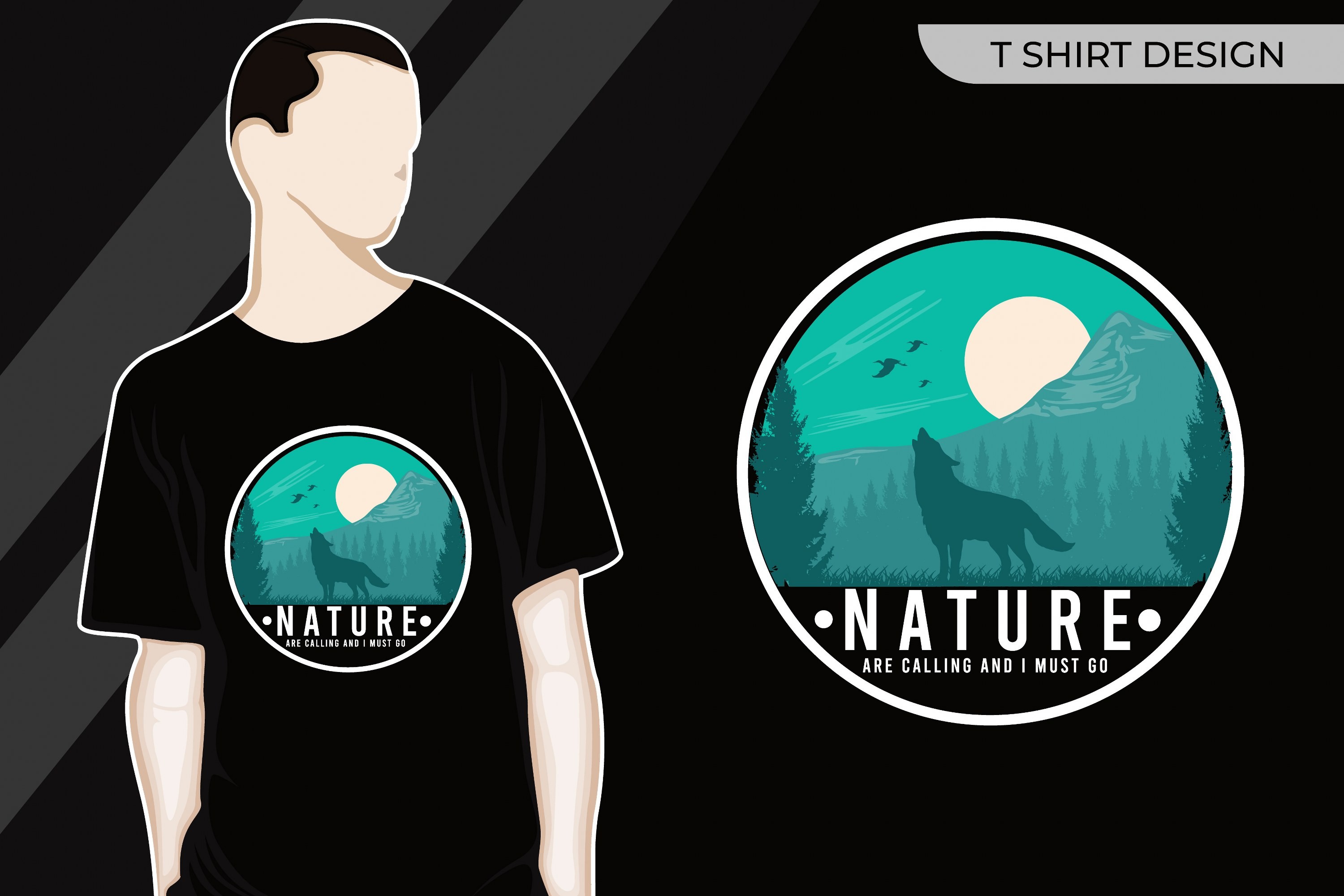 T-shirt Design Wolf on the Nature Graphic by 2kaleh.studio2 · Creative ...