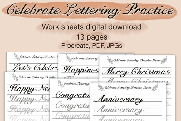 Celebrate Lettering Practice Sheets