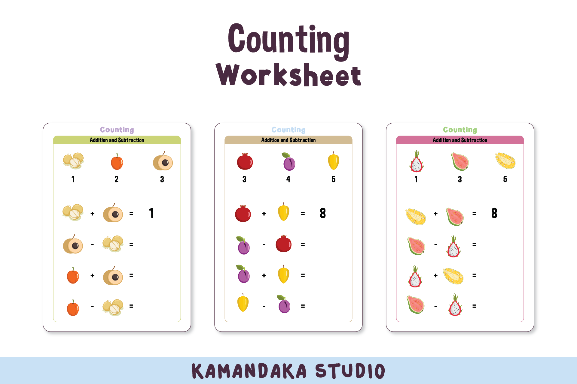 Counting Worksheet for Kids Graphic by kamandakastudio · Creative Fabrica