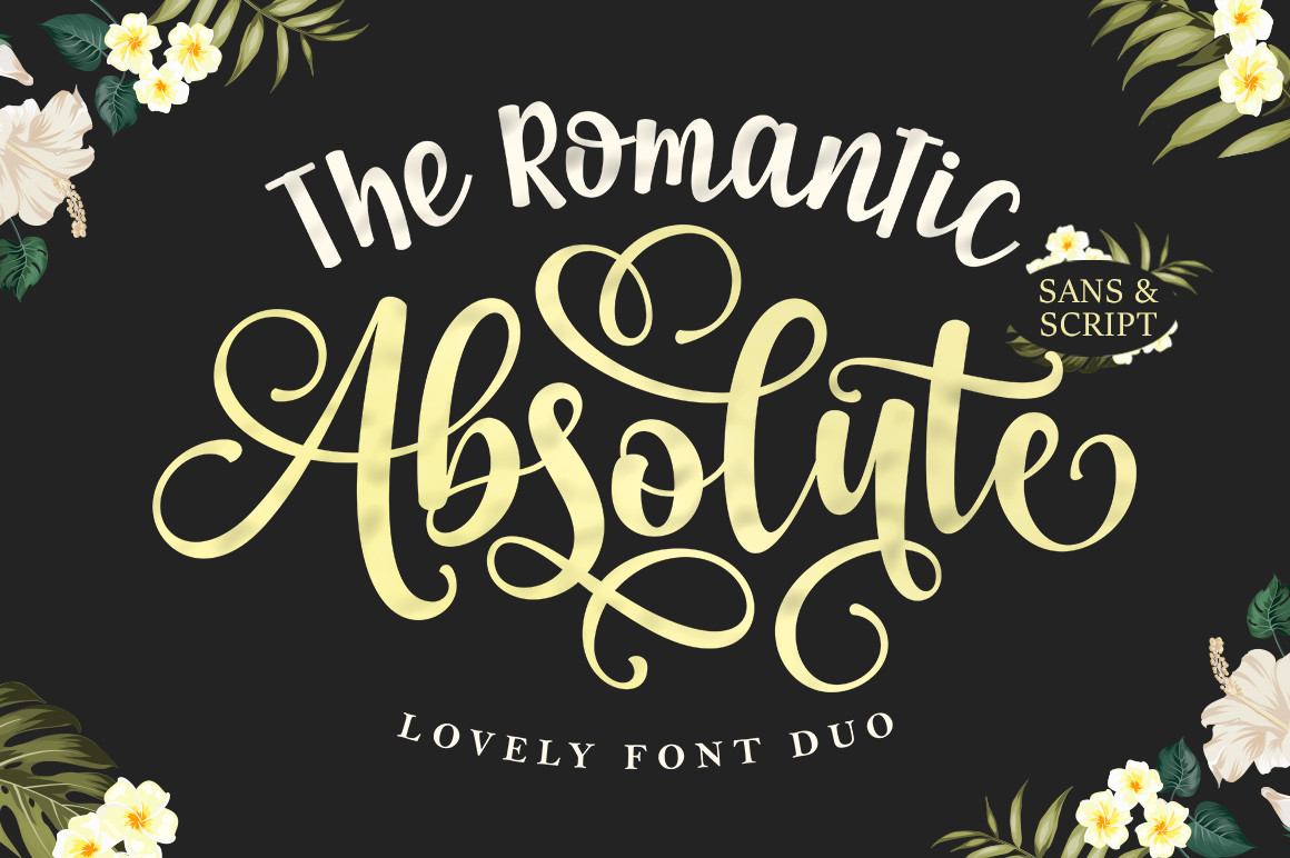 The Romantic Absolute preview — bold expressive script for wedding logos and monograms