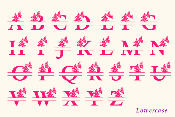 Hibiscus Flower Monogram Font - Preview 3