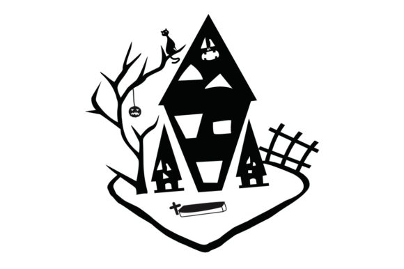 Haunted House SVG Vector, Hand Drawing