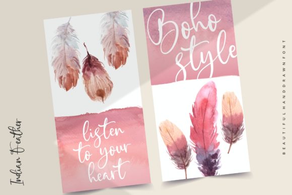 Indian Feather Font PNG with transparent background - Preview 2