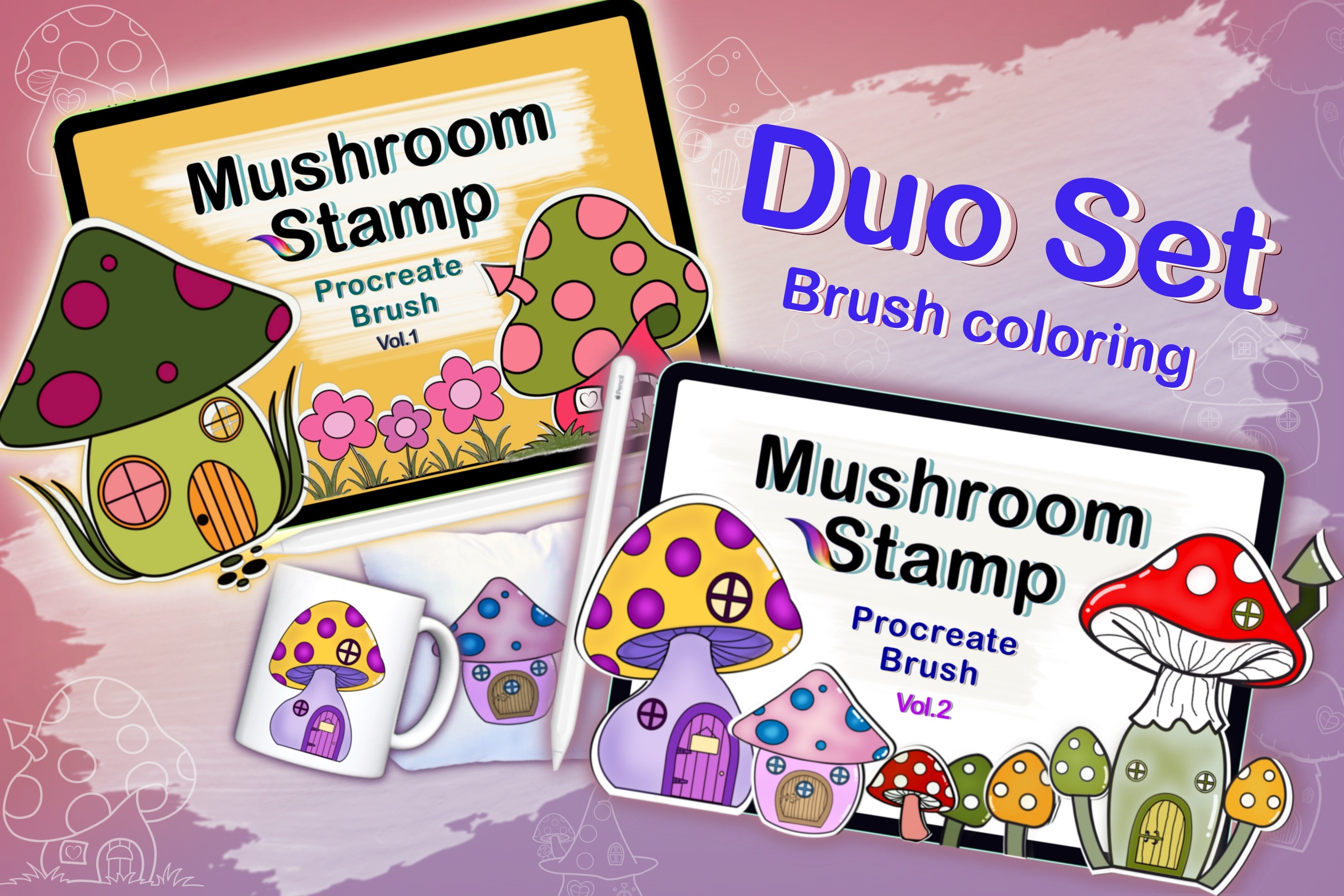 Procreate Mushroom House Duo Set Brush Graphic by N Nakorn Creative ...