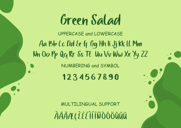 Green Salad Font PNG with transparent background - Preview 1