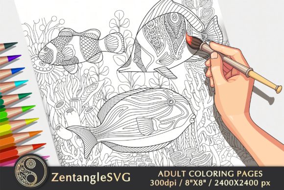 Sea Fish Coloring Page for Adults & Kids