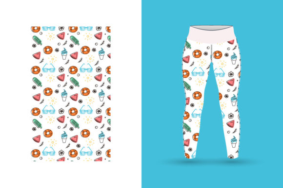 Sea Beach Legging Pattern Design Gráfico Modelos de Impressão Por nobelstation