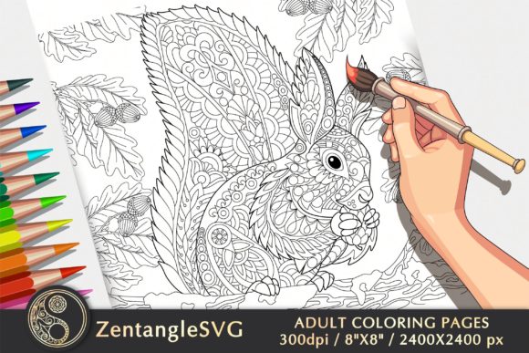 Squirrel Coloring Page for Adults & Kids