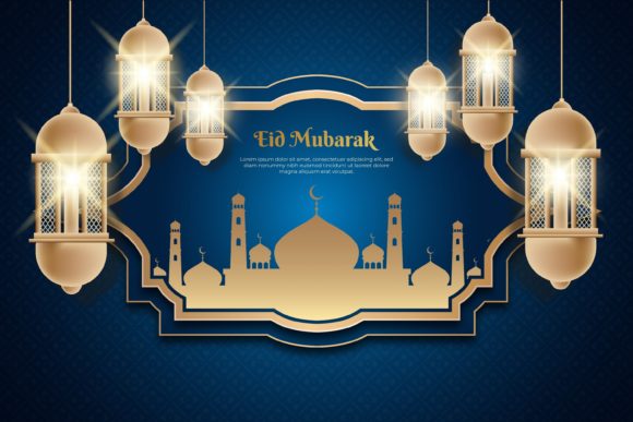 Luxury Eid Mubarak Lantern Background Graphic by 2kaleh.studio2 ...