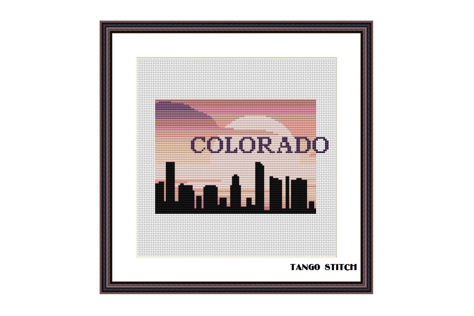 Colorado USA State Map Skyline Sunset