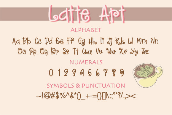Latte Art Font PNG with transparent background - Preview 1