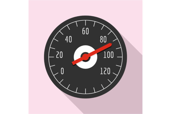 Bike Speedometer Icon, Flat Style