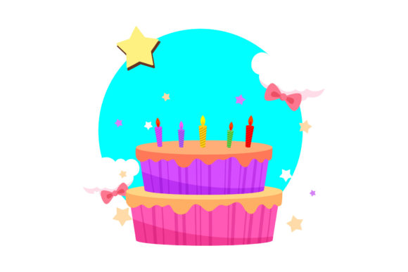 Birthday Beautiful Cake Party Circle Art Graphic Icons By margaritaristudio