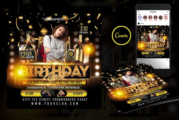 Birthday Night Flyer Canva Template