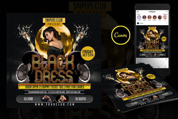 Black Dress Event Flyer Canva Template