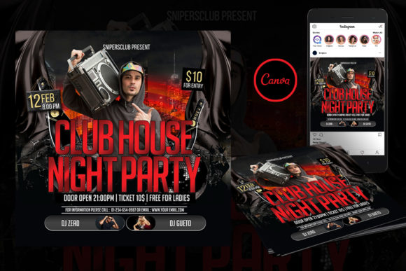 Club House Event Flyer Canva Template