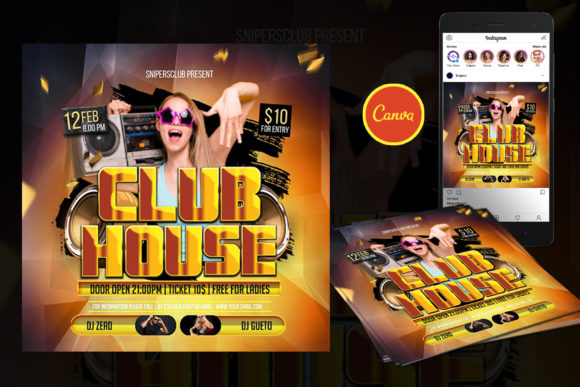 Club House Event Flyer Canva Template