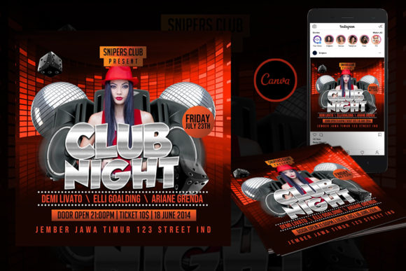 Club Night Event Flyer Canva Template