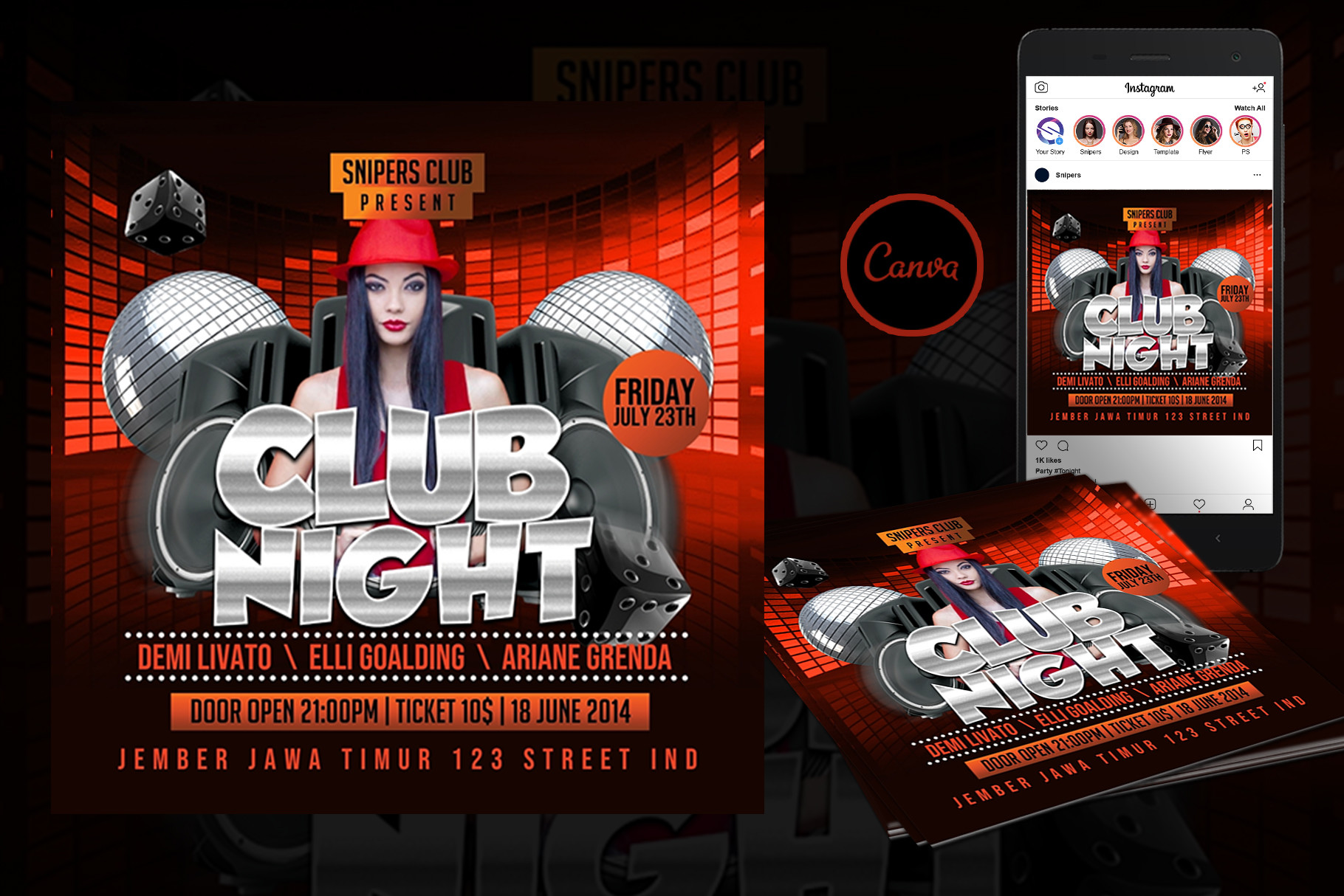 Club Night Event Flyer Canva Template