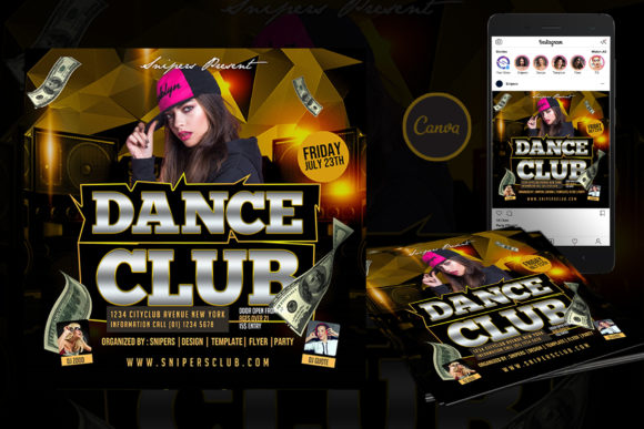 Dance Club Event Flyer Canva Template