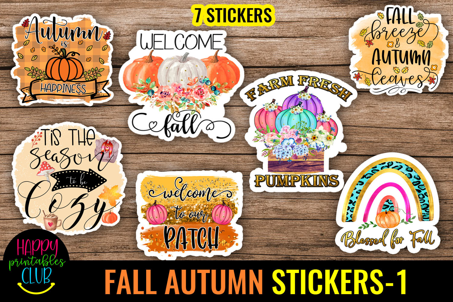 Fall Autumn Stickers 1-Printable Fall Graphic by Happy Printables Club ...